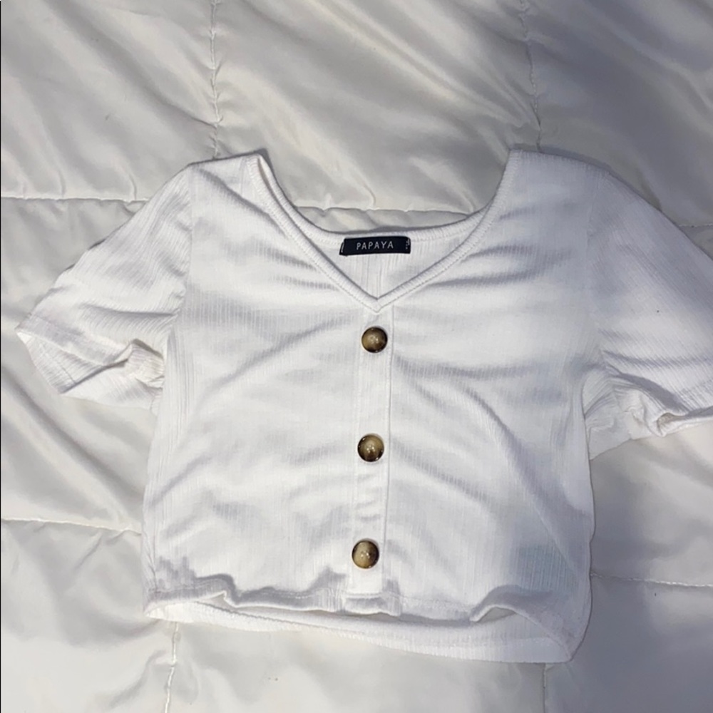 white button down tee
